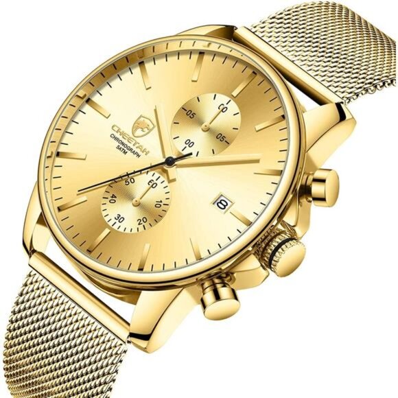 Mens Watch Fashion Sleek Minimalist Quartz Analog Mesh Stainless - Picture 2 of 7